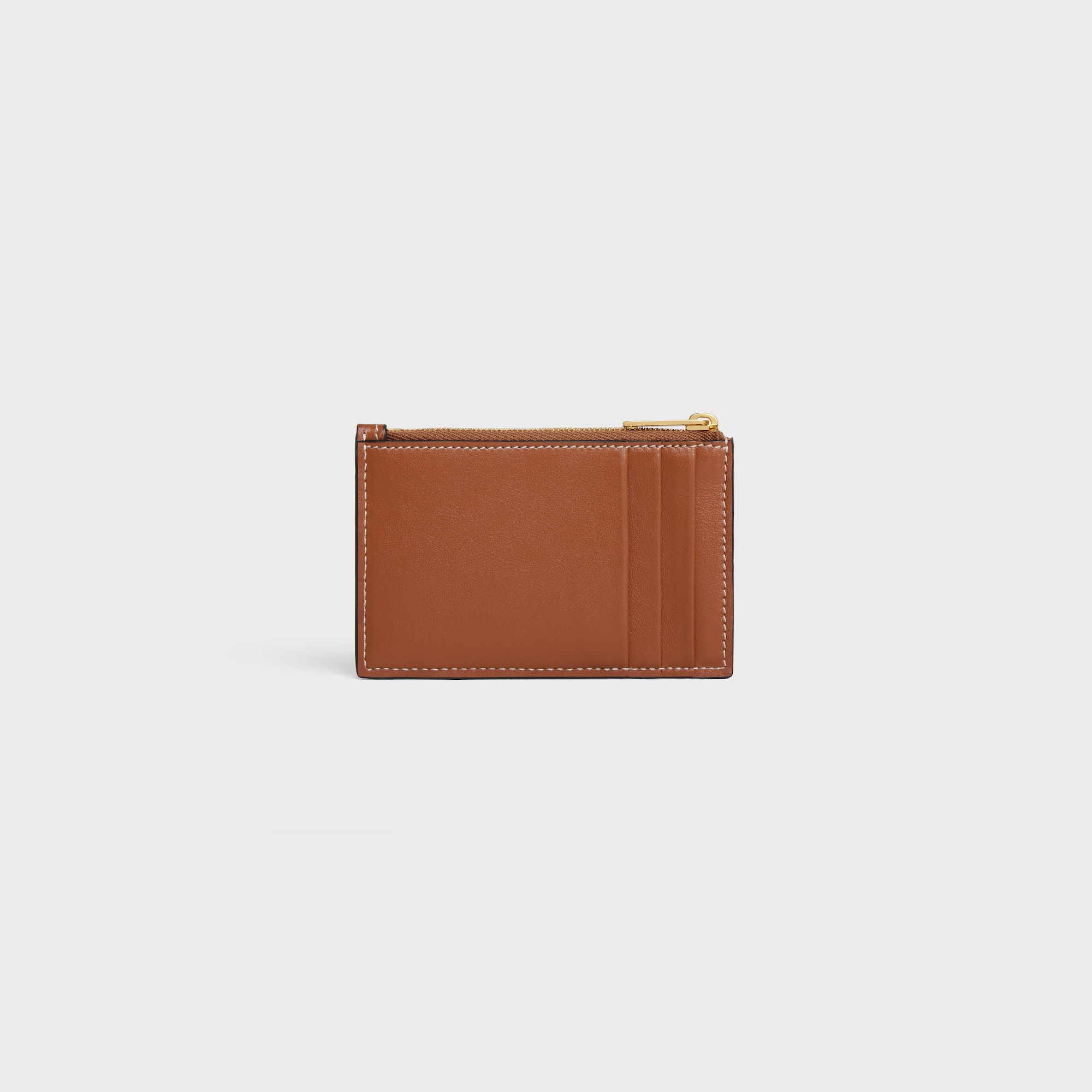 ZIPPED CARD HOLDER CUIR TRIOMPHE IN SHINY CALFSKIN TAN - Image 3